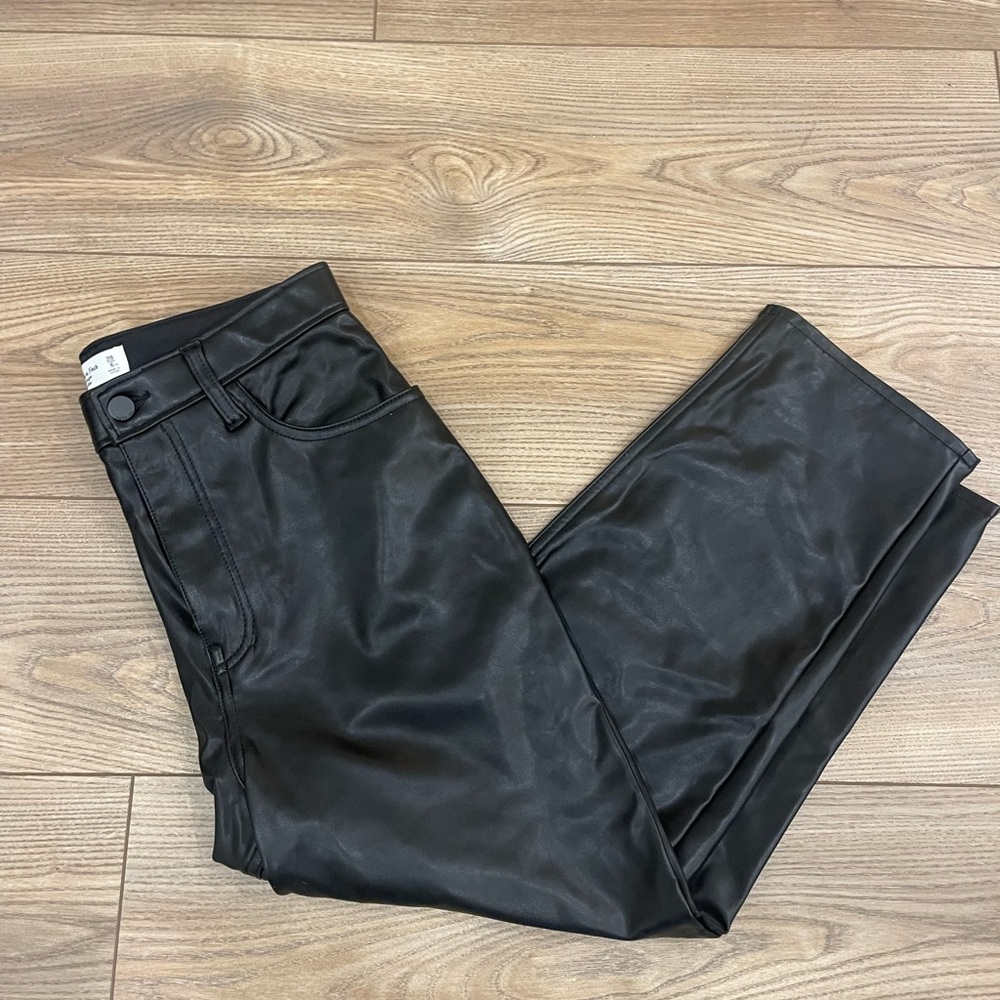 Abercrombie The Ankle Straight Ultra High Rise Leather Pants